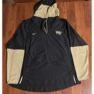 Nike Wake Forest Demon Deacons Quarter Zip Hoodie Windbreaker Mens XL Black Tan